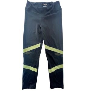 Bebe Sport XL Black Leggings Activewear Athletic Workout Running Mesh‎ Trim